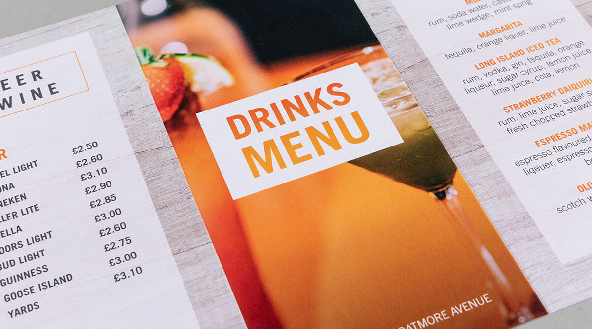 Menu for Drink